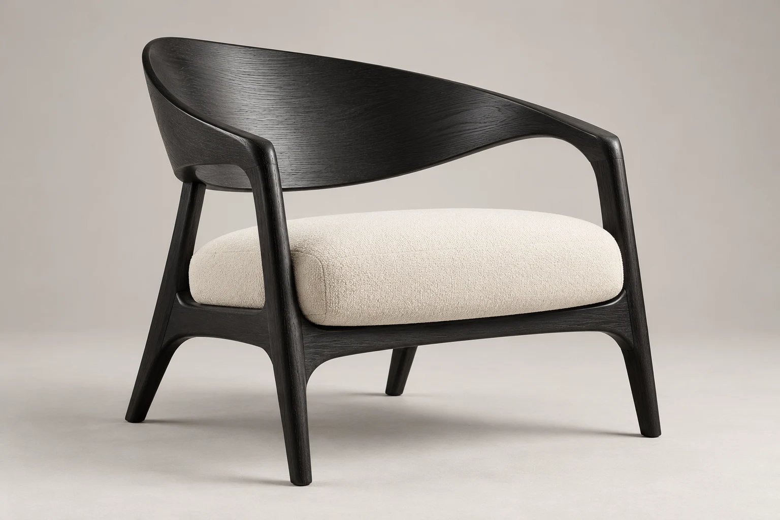 Black wood and cream upholstered concept chair